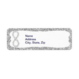 Silver Glitzer Diamond Infinity Address Labels
