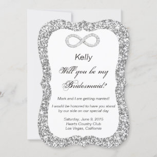 Silver Glitzer Diamond Infinity Bridesmaid Card Einladung