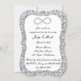 Silver Glitzer Diamond Infinity Engagement Party Einladung