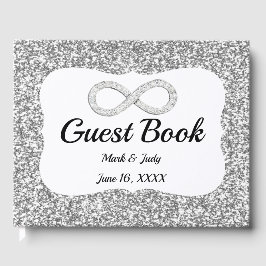Silver Glitzer Diamond Infinity Wedding Gästebuch