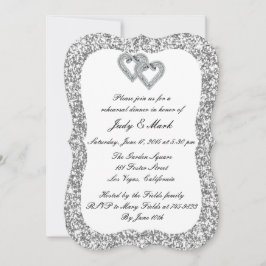 Silver Glitzer Diamond Probe Abendessen Einladung