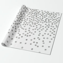 Silver Glitzer Diamonds Dots Confetti White Geschenkpapier
