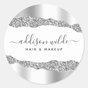 Silver Glitzer Diamonds Glam Business Runder Aufkleber