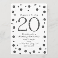 Silver Glitzer Dots 20. 20 Geburtstagsparty