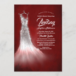 Silver Glitzer Dress Burgundy Red Brautparty Einladung