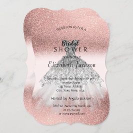 Silver Glitzer Dress Rose Gold Brautparty Einladung
