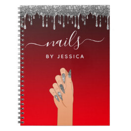 Silver Glitzer Driving Glam Nail Artist Beauty Notizblock