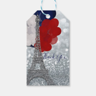 Silver Glitzer Eiffel Tower Red White Blue Party Geschenkanhänger