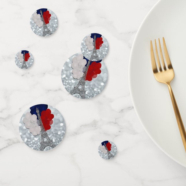 Silver Glitzer Eiffel Tower Red White Blue Party Konfetti (Gruppe)