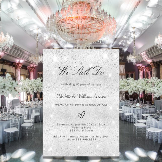 Silver Glitzer elegante Gelübde Erneuerung Hochzei Einladung (Von Creator hochgeladen)