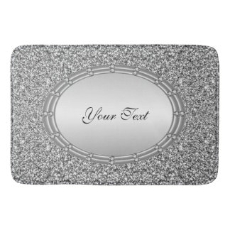 Silver Glitzer Frame Bath Mat Badematte