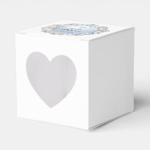 Silver Glitzer Frame Blue Bow Taufe Herz Geschenkschachtel