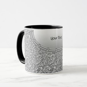 Silver Glitzer Frame Kaffee Tasse
