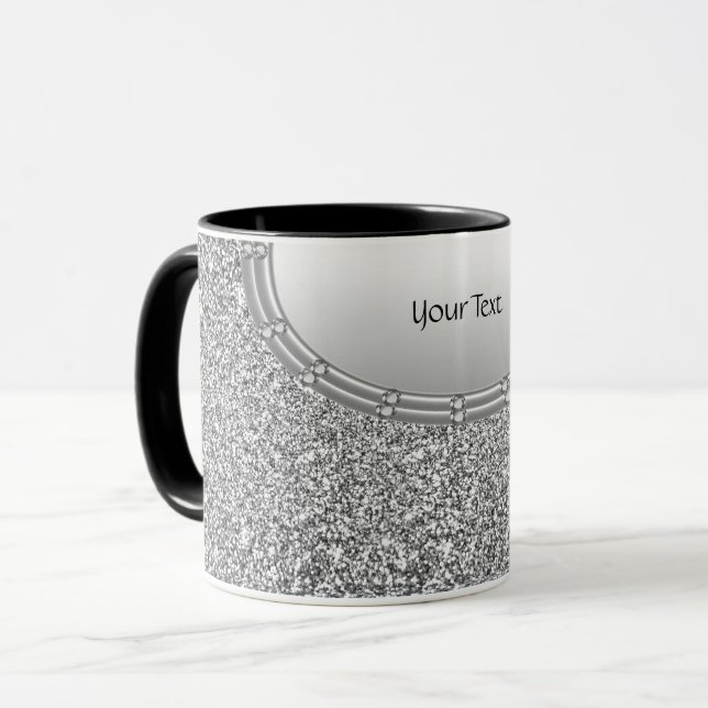 Silver Glitzer Frame Kaffee Tasse (Vorderseite Links)