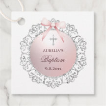 Silver Glitzer Frame Pink Bow Taufe