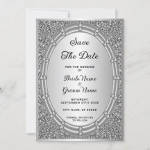 Silver Glitzer Frame Save the Date