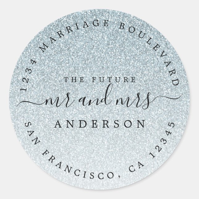 Silver Glitzer Future Frau Rücksendeadresse Runder Aufkleber (Vorderseite)