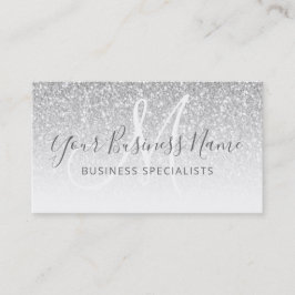 Silver Glitzer Girl Script Business Logo Monogram Visitenkarte
