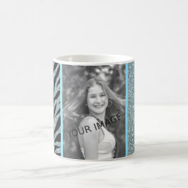 Silver Glitzer Girly Aquamarin Zebra Custom Templa Kaffeetasse