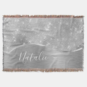 Silver Glitzer Glam Bling Personalisiert Metallic Decke