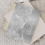 Silver Glitzer Glam Bling Personalisiert Metallic iPad Pro Cover<br><div class="desc">Dieses silber gebürstete Metall und glamouröse Imitate Glitzer gemustert iPad Cover leicht mit Ihrem eigenen individuelle Name personalisieren.</div>