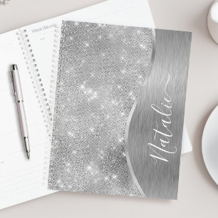 Silver Glitzer Glam Bling Personalisiert Metallic Planer