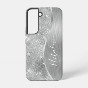 Silver Glitzer Glam Bling Personalisiert Metallic Samsung Galaxy Hülle