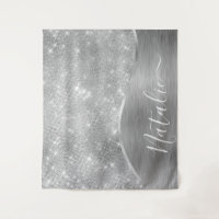 Silver Glitzer Glam Bling Personalisiert Metallic