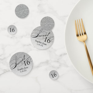 Silver Glitzer Glam Personalisiert Sweet 16 Confet Konfetti
