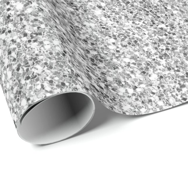 Silver Glitzer Glitz         Geschenkpapier (Rolleneckpunkt)