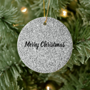 Silver Glitzer Glitzern Schwarz-weiß Personalisier Keramik Ornament