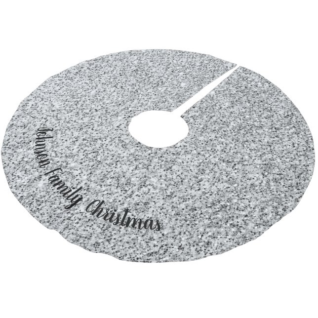 Silver Glitzer Glitzern Schwarz-weiß Personalisier Polyester Weihnachtsbaumdecke (Schrägansicht)