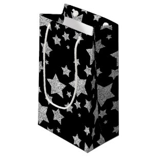 Silver Glitzer Glitzern Stars schwarz Kleine Geschenktüte