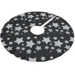 Silver Glitzer Glitzern Stars schwarz Polyester Weihnachtsbaumdecke
