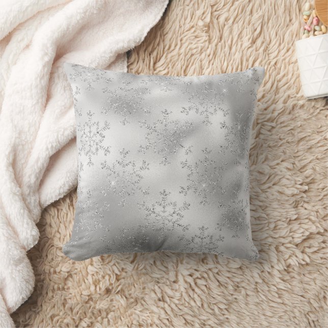 Silver Glitzer Glitzy Snowflakes Kissen (Decke)