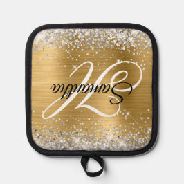 Silver Glitzer Gold Foil Extravagant Monogram Topflappen