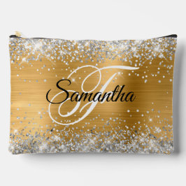 Silver Glitzer Gold Foil Extravagant Monogram Zubehörtasche