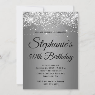 Silver Glitzer Gray Edge Gradient Einladung
