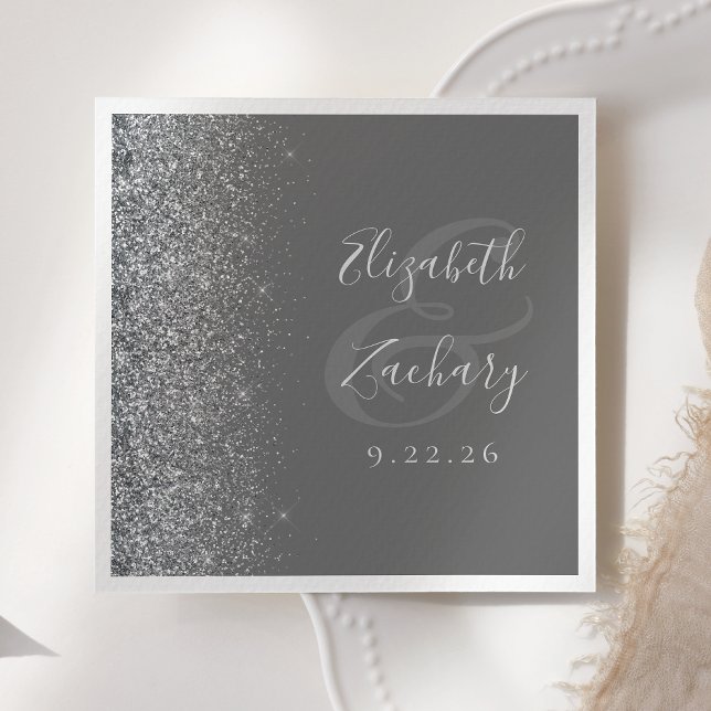 Silver Glitzer Gray Wedding Napkins Serviette (Von Creator hochgeladen)