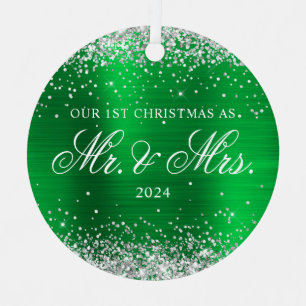 Silver Glitzer Green Foil Unser 1. Weihnachtsfest  Ornament Aus Metall