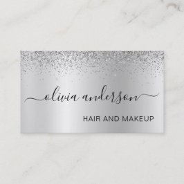 Silver Glitzer Haar Makeup Salon Metallic Visitenkarte