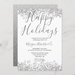 SIlver Glitzer Happy Holidays oder Christmas Party Einladung