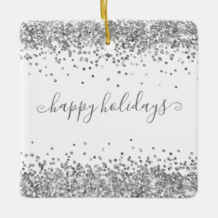Silver Glitzer Happy Holidays Sparkle und Shine Keramikornament