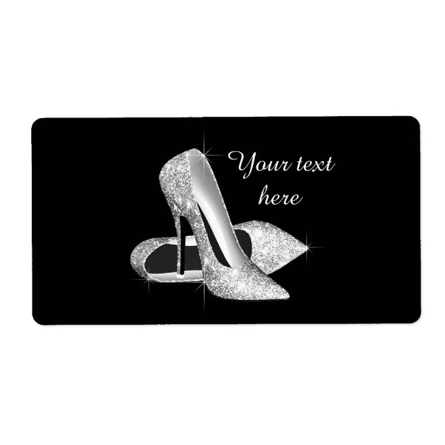 Silver Glitzer High Heel Shoe Weinflasche (Vorne)