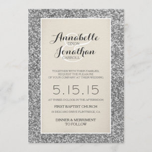 Silver Glitzer Hochzeit Einladung
