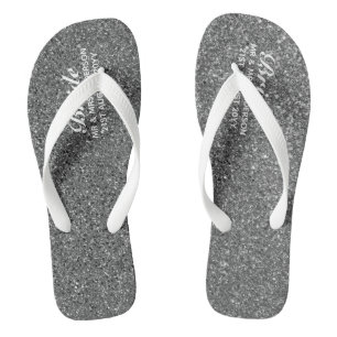 SILVER Glitzer Hochzeit Flipflops BRIDE, Strand