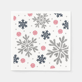 Silver Glitzer Holiday Snowflake Serviette