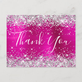 Silver Glitzer Hot Pink Foil Babydusche Vielen Dan Postkarte