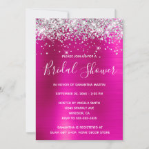 Silver Glitzer Hot Pink Foil Brautparty
