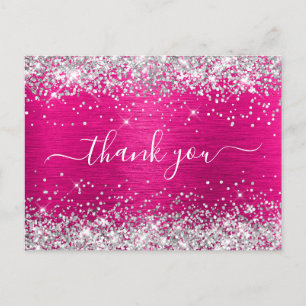 Silver Glitzer Hot Pink Foil Geburtstag Vielen Dan Postkarte